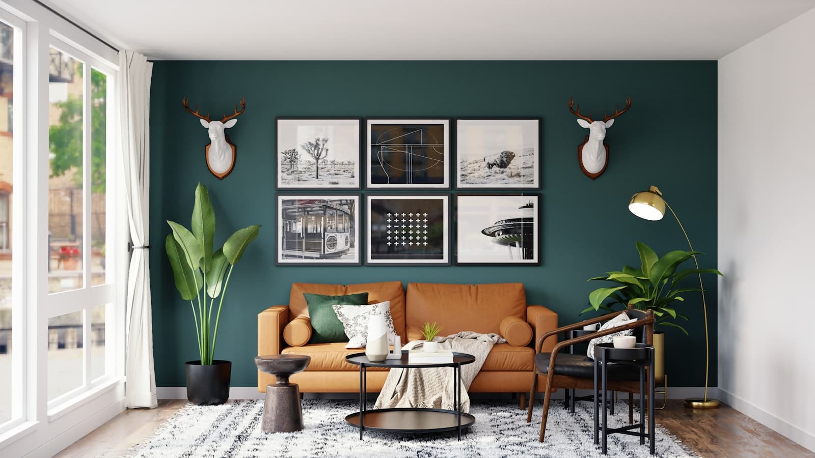 Living room before painting — dull, faded walls